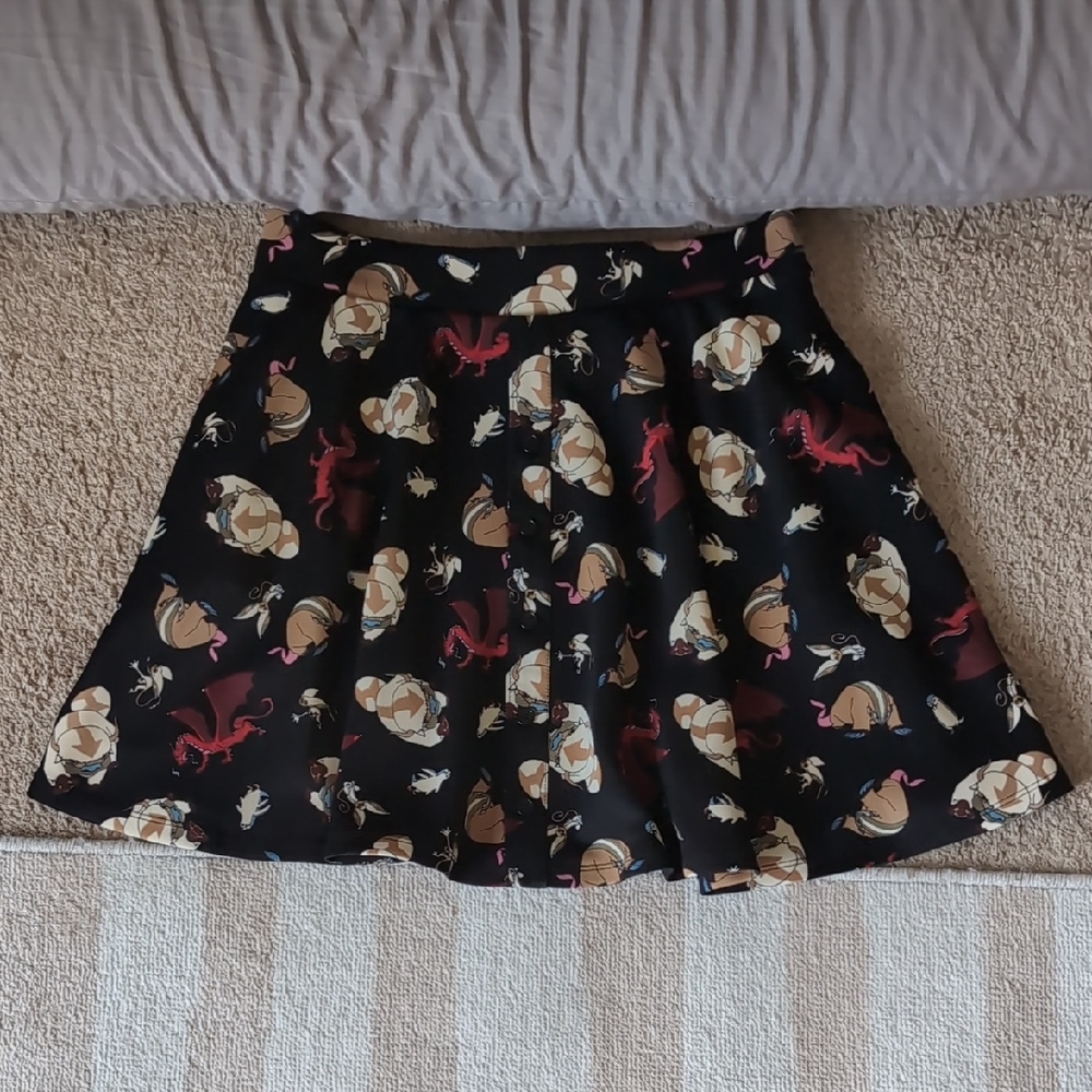 Nickelodeon Black Skirt with Brown and Pink Characters